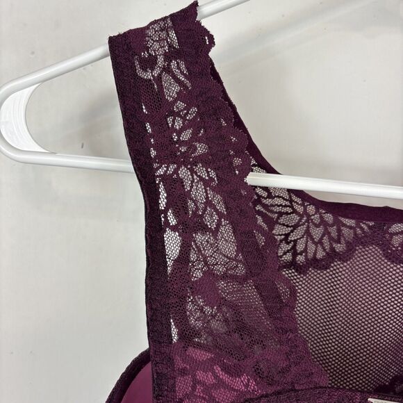Victorias Secret‎ PINK M-DD Burgundy Push Up Padded Lace UW Bralette Bra - Picture 8 of 12